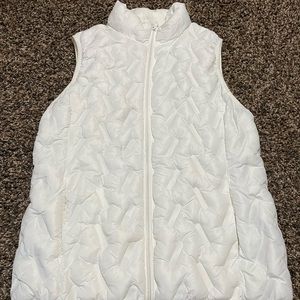 tangerine white puffer jacket